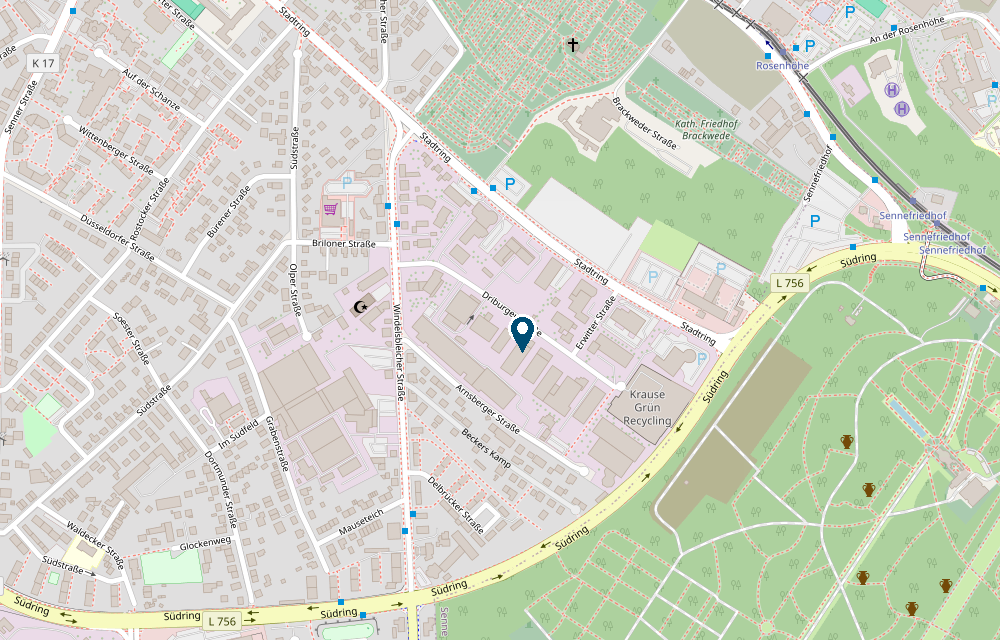 Karte: Standort der e-xpress-logistic GmbH, Driburger Str. 10, 33647 Bielefeld